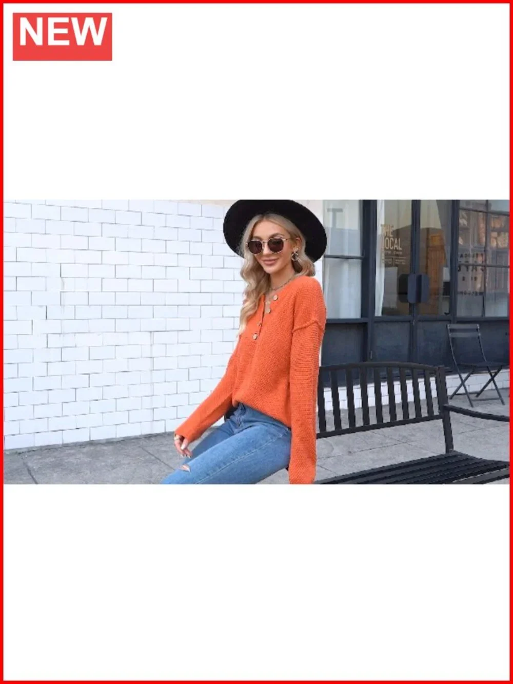 Oversized V Neck Button Knit Pullover Sweater